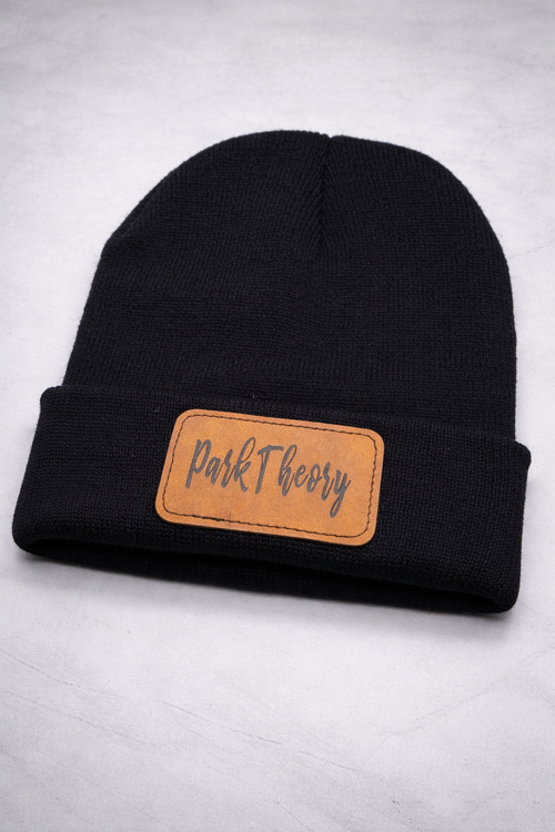 Park Theory Knit Beanie – Leather Patch (Black)